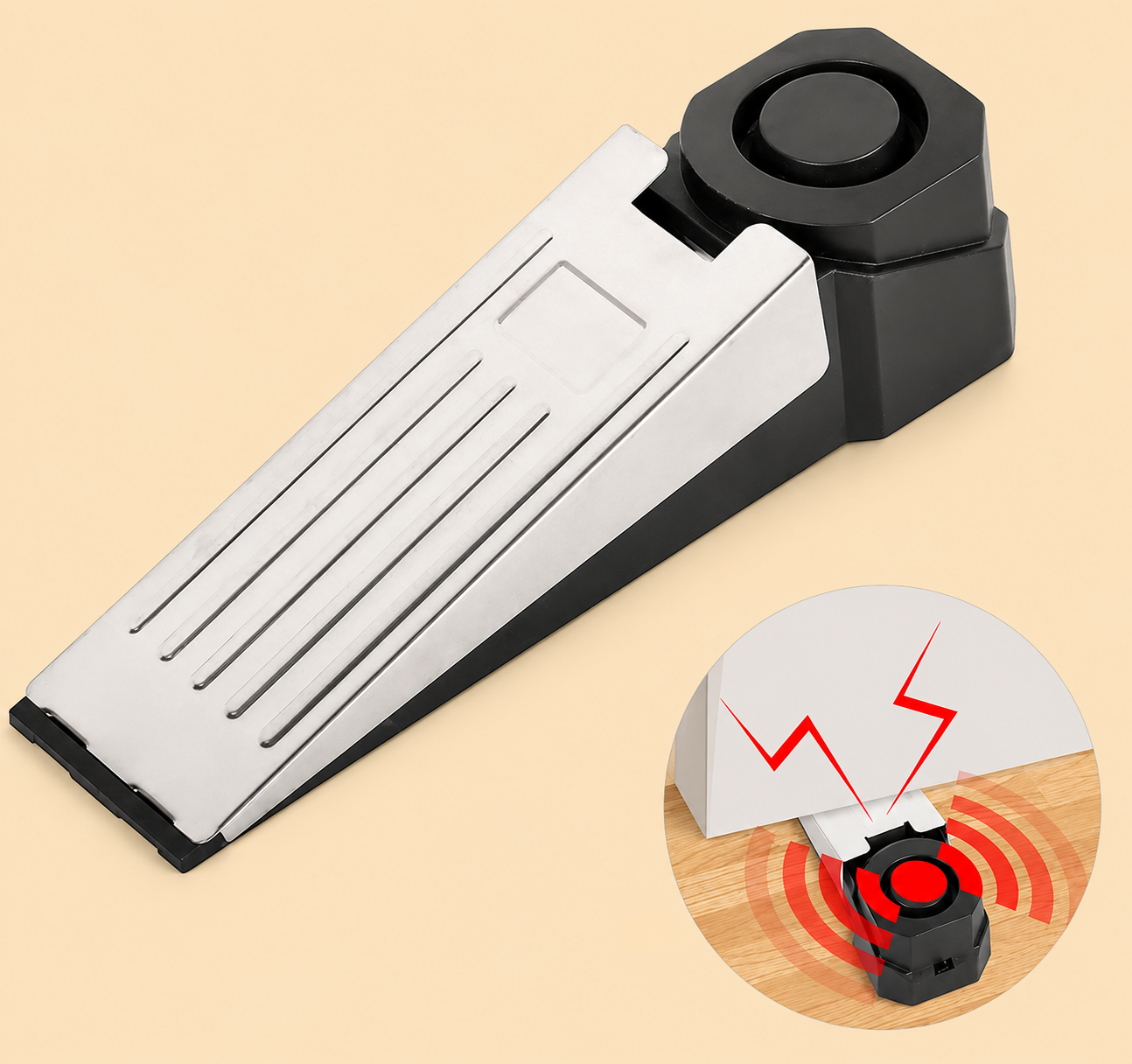 Door Stop Security Alarm – 100dB Portable Anti-Theft Door Wedge Alarm for Home, Hotel & Travel Safety