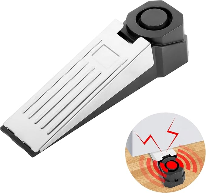 Door Stop Security Alarm – 100dB Portable Anti-Theft Door Wedge Alarm for Home, Hotel & Travel Safety