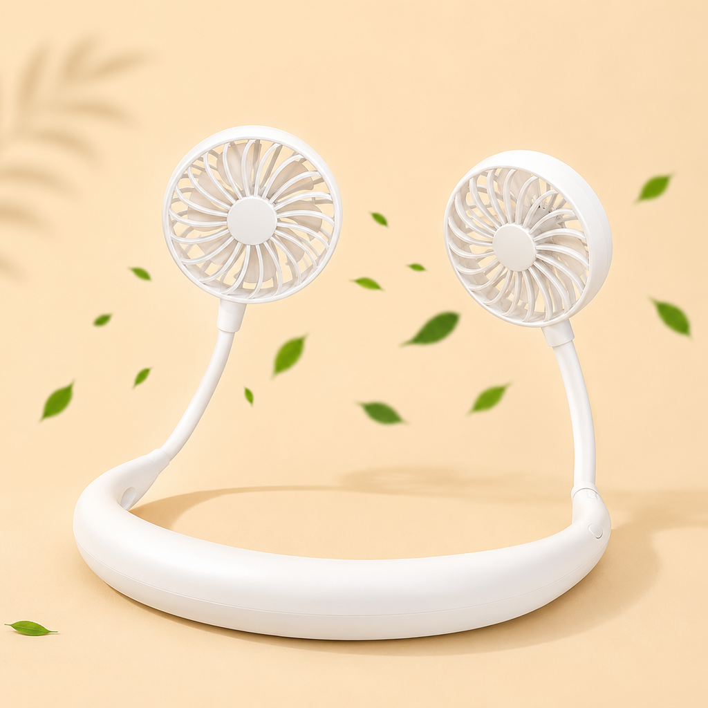 Mini Portable Neckband Fan – Hands-Free USB Rechargeable Cooling Fan