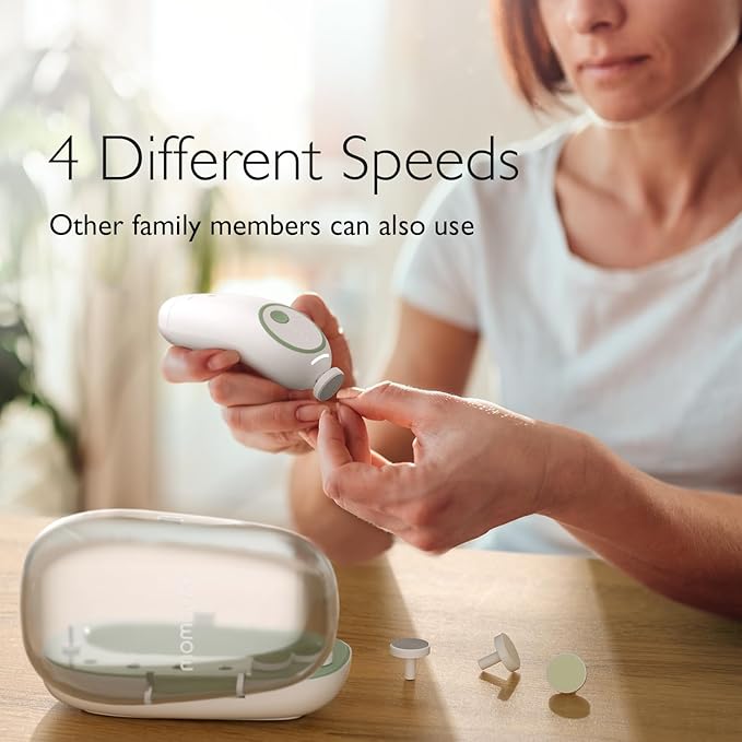 Gentle Baby Electric Nail Trimmer Kit – Rechargeable, Safe & Quiet Baby Nail File with 6 Grinding Heads