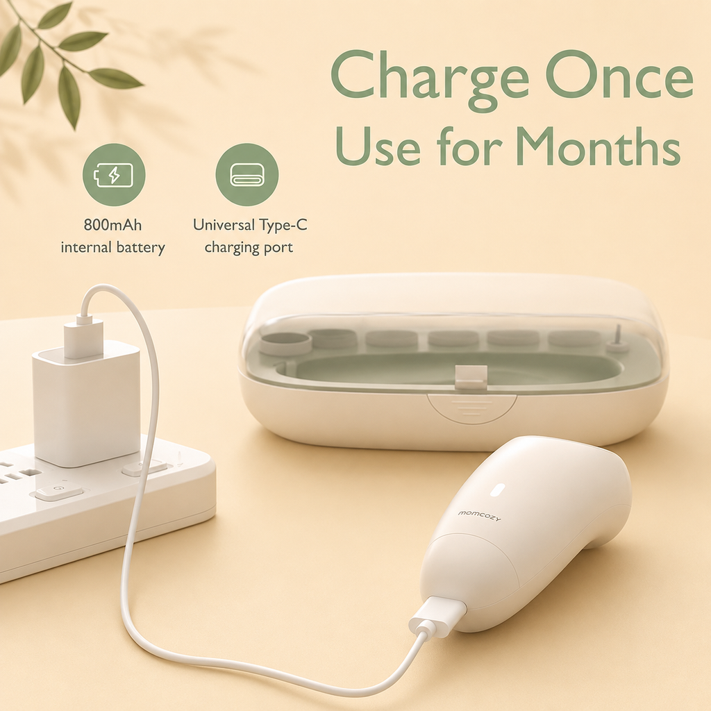 Gentle Baby Electric Nail Trimmer Kit – Rechargeable, Safe & Quiet Baby Nail File with 6 Grinding Heads