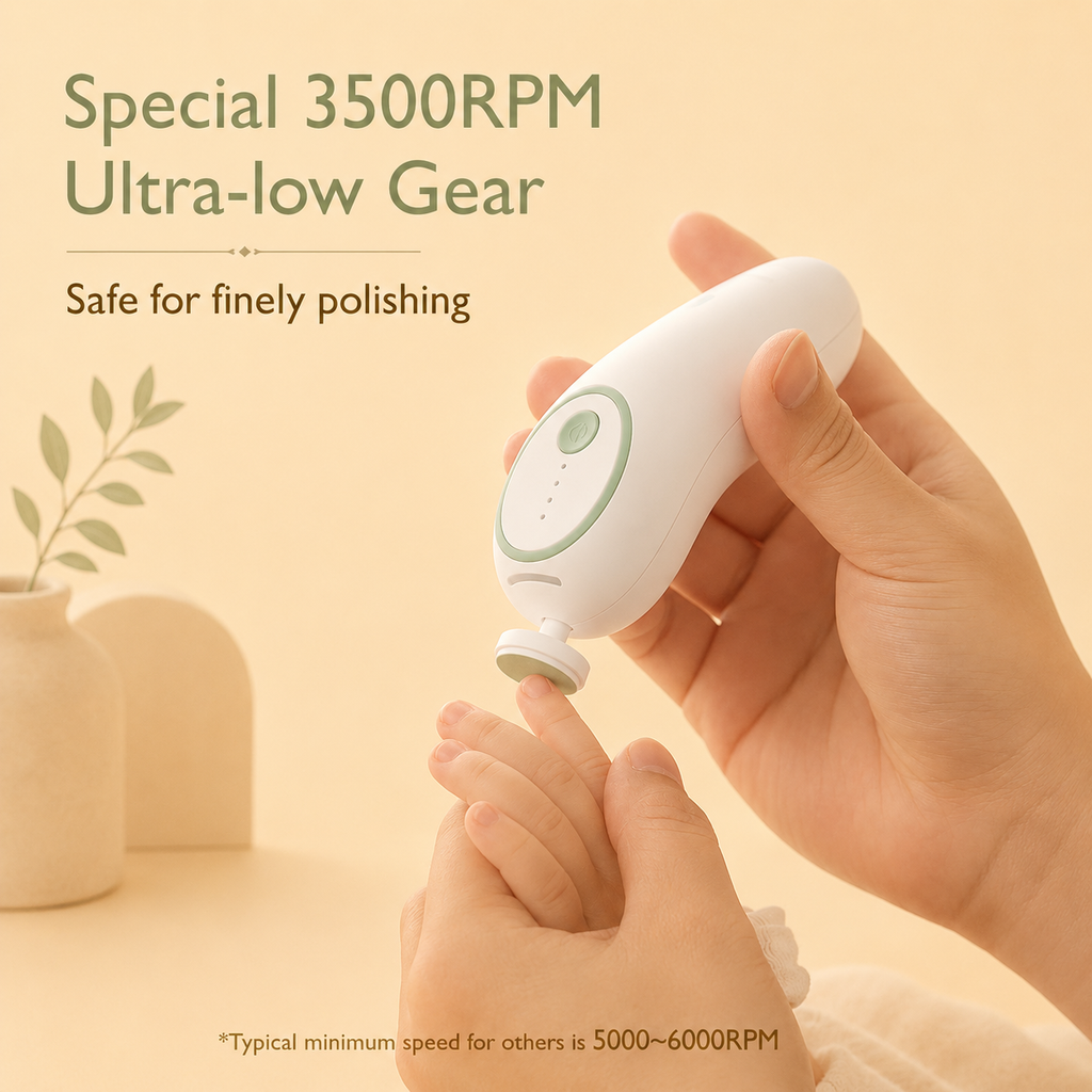 Gentle Baby Electric Nail Trimmer Kit – Rechargeable, Safe & Quiet Baby Nail File with 6 Grinding Heads