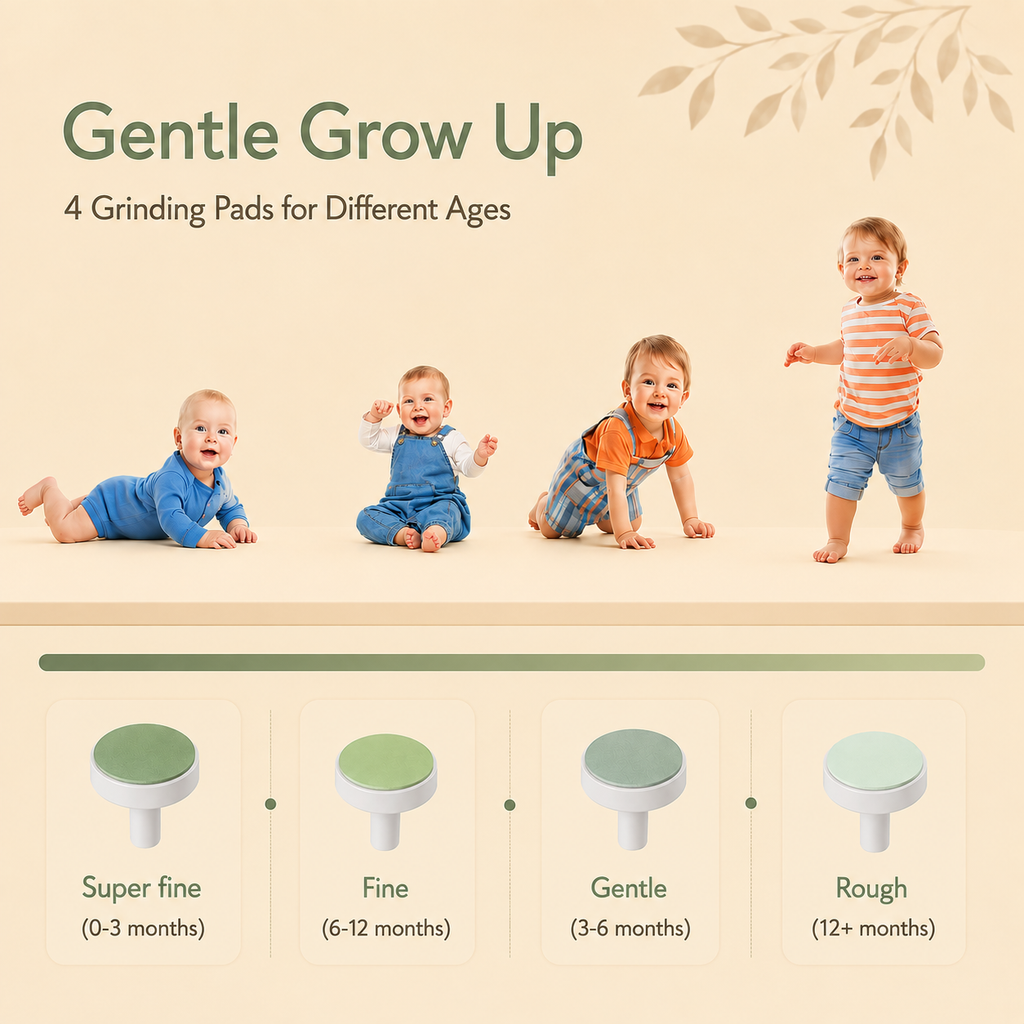 Gentle Baby Electric Nail Trimmer Kit – Rechargeable, Safe & Quiet Baby Nail File with 6 Grinding Heads