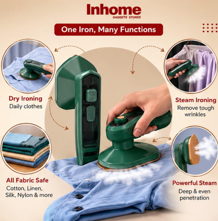 Portable Wireless Steam Iron  2-in-1 Dry & Steam Travel Iron for Clothes