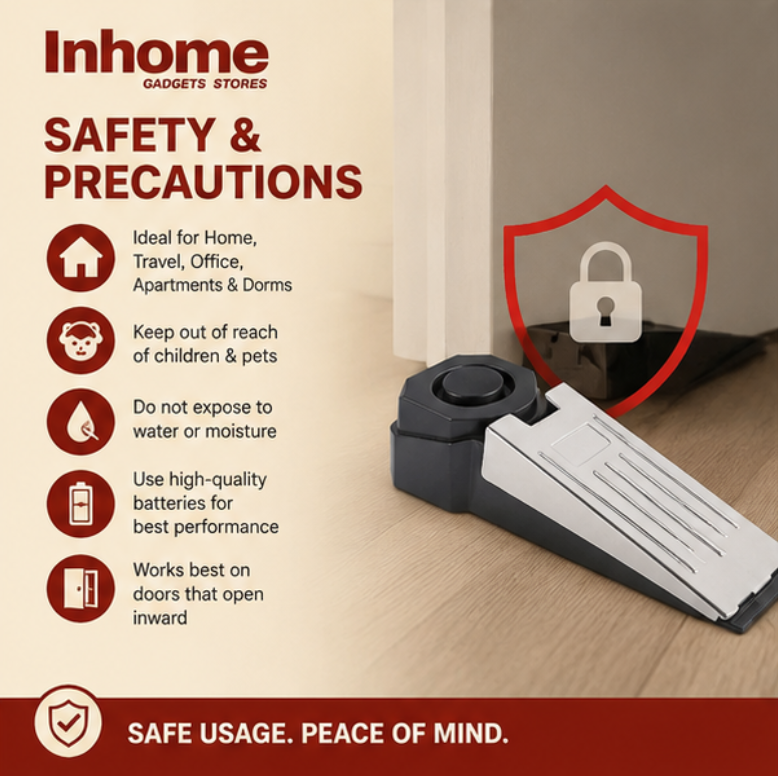 Door Stop Security Alarm – 100dB Portable Anti-Theft Door Wedge Alarm for Home, Hotel & Travel Safety