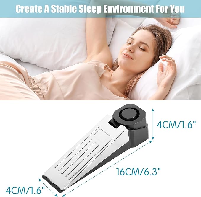 Door Stop Security Alarm – 100dB Portable Anti-Theft Door Wedge Alarm for Home, Hotel & Travel Safety