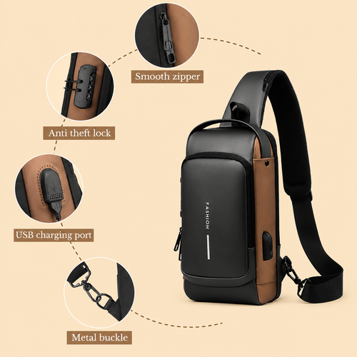 Crossbody Sling Bag with USB Charging & Lock